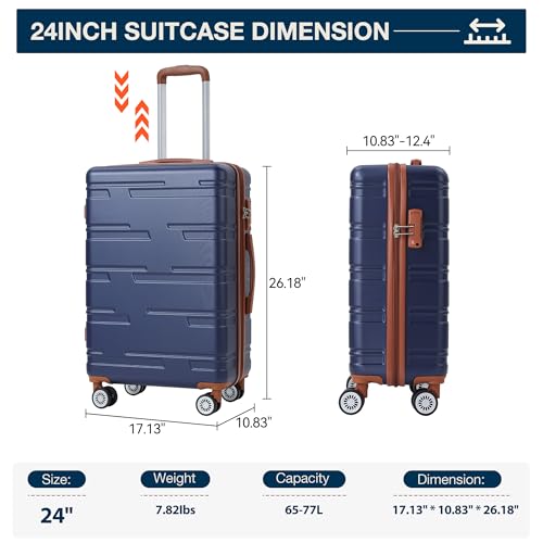 24 Inch Expandable Hard Shell Carry On Luggage with Spinner Wheels, Hardside Carry On Suitcase with Tsa Lock, Lightweight Hardshell Suitcase2