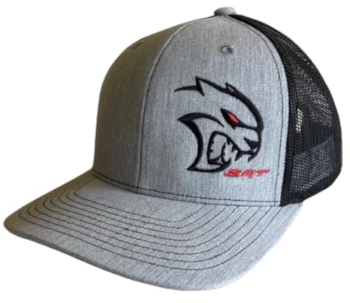 Dodge SRT Hellcat Redeye Rumble Snapback Trucker Hat – Black Red Mesh Cap with Embroidered Redeye Logo Patch & SRT Side Patch, Licensed
