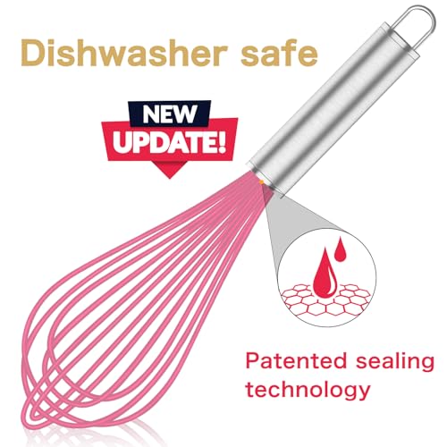 image for OYV Pink Silicone Whisk, Professional Whisks For Cooking Non-Scratch, 