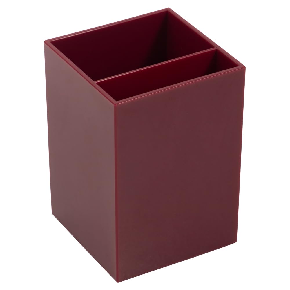 JAM PAPER Plastic Pen Holder - Burgundy - Desktop Pencil Cup Sold Individually