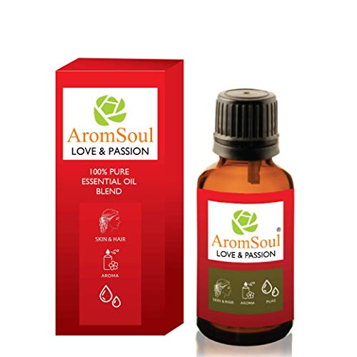 Image of Love and Passion Pure and Natural Aromatherapy Essential Oil Blend (30 ml) | Romance, Positivity, Relaxation, Diffuser, Bath & Massage | Rose, Geranium, Jasmine Clary Sage and Vetiver Oil