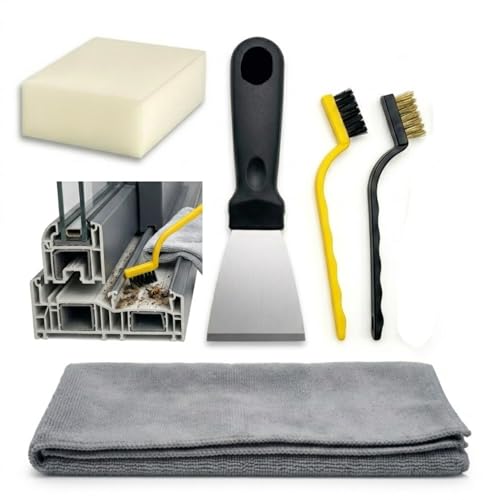5-Piece Crevice Cleaning Tool Kit - Detail Grout Brushes with