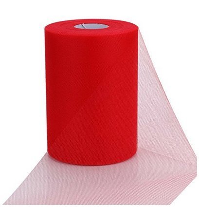 ASIBT 6 Inch x 100 Yards Tulle Roll Spool Fabric Table Runner Chair Sash Bow Tutu Skirt Sewing Crafting Fabric Wedding Party Gift Ribbon (Red)