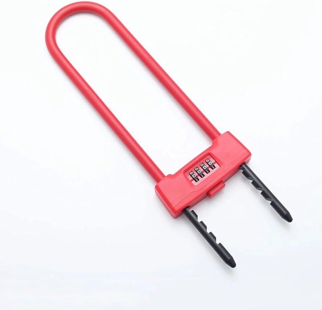 4 Digit Reseable Combination U Lock/d Lock for Bicycles/Glass Door Lock Heavy Duty Protection Long Gate Padlock (Color : Blue) (Red)
