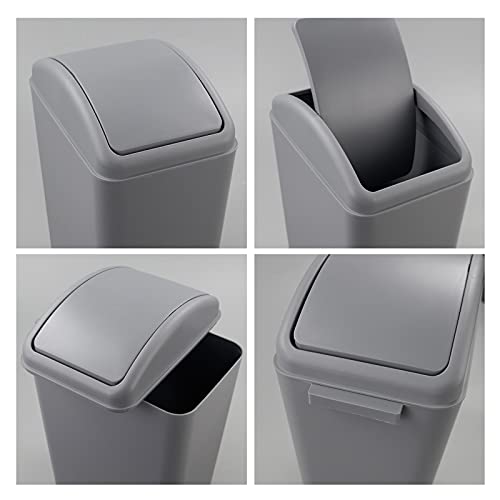 Image of Cand 1 Pack 4 Gallon Kitchen Garbage Can, 16 L Plastic Trash Can with Swing Lid, Grey