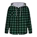 Plaid Shirt with Hood for Men Long Sleeve Button Down Casual Shirts Jackets Lightweight Fall Shacket Pockets 2025 Western Style Checkered Matching Outfits Men's Fashion 03# Green Medium