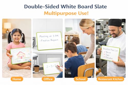 Image of YAJNAS 8x10 Inch Double Sided White Board Mini Slate for Kids Pre Writing Practice Drawing Writing Learning Board Educational Toy for Toddlers Preschool Nursery Children Reusable Whiteboard Slate