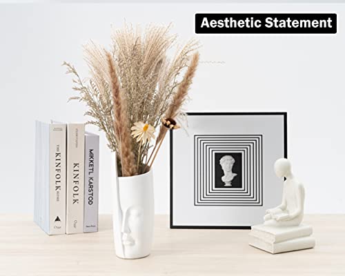 Amoiensis White Face Vase For Decor - 9 Inch Tall Vase, Abstract Face Sculpture Art Piece Decorative Vase, Unique Body Aesthetic Flowers Vase (White) #TOP2