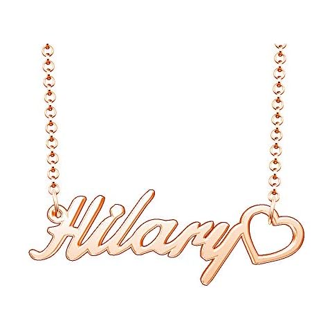 Moonlight Collections Rose Gold Plated Heart Pendant Hilary Name Necklace Cover