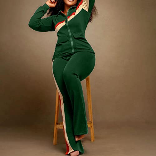 Duowei Women Ski Apparel Set Clothes Sports Fashion Two Piece Pants Pocket Tracksuits Women's Paints Suit For, Green #TOP3