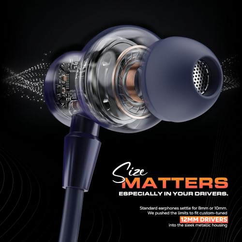 Image of Fairpick FP-WZT-44 Wired Earphone with in-Line Mic & Type-C Plug, Midnight Blue