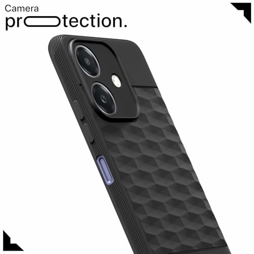 Image of Pikkme Back Cover for Realme C61 / Realme Narzo N61 Camera Protection 3D Hexa Cube Design Silicone Protective Bumper Case (Black)