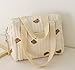 MAICOSY Baby Diaper Tote Bag with Bear Embroidery, Stroller Organizer Handbag, Cream Quilted Mommy Bag with Pouches