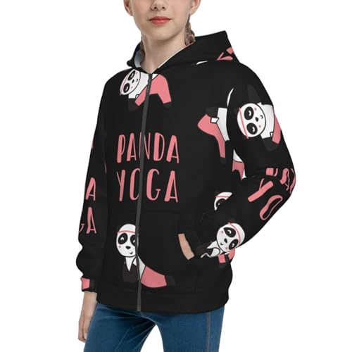 Panda Doing Yoga Kid Hoodies Boys Zip Up Sweatshirts Girls Pullover with Pocket