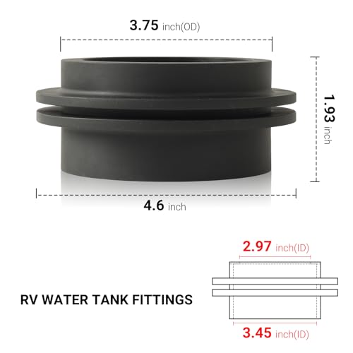 Image of Calvana (2-Pack 3 inch RV Rubber Grommet F02-2106, RV Water Tank Fittings Holding Tank Fitting - Seals Securely, Black