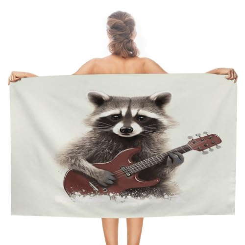 Toalla de playa Funny Raccoon - Absorbente y de secado rápido, toalla para gimnasio, ultra portátil, resistente, para viaje, ducha, playa, gimnasio, spa, natación y aventuras al aire libre miniatura 1