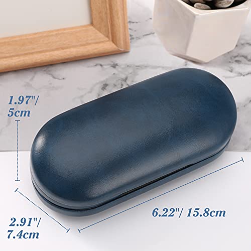Image of MoKo Double Eyeglass Case, Contact Lens Case with Mirror Tweezers Remover, 2 in 1 Double Sided Portable Contact Lens Box Holder Container Soak Storage Kit Sunglasses Pouch for Men & Women, Blue