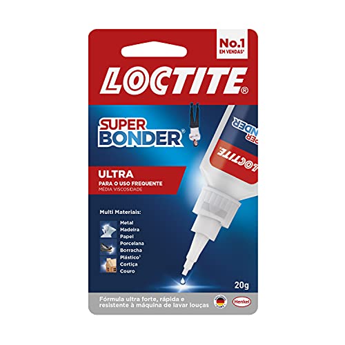 Cola Loctite Super Bonder Ultra, Cola instantânea para reparos, Cola transparente para materiais diversos, Cola extraforte com acabamento profissional, 1x20g