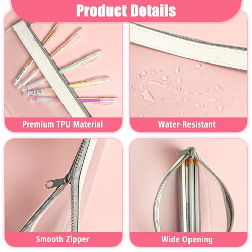 Image of 4 Pack Clear Pencil Pouch, Cute Pencil Case, Pencil Bag With Zipper | Teen Portable Pencil Pouch for School & Stationery Supplies