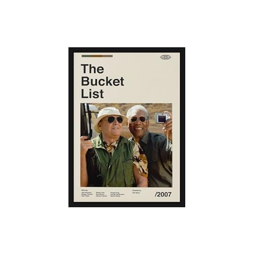 Image of BLINKART Bucket List Movie Poster Frame 8x12 Inch | Premium 300 GSM Paper Wall Print | Mid Century Vintage Film Artwork for Home, Bedroom, Living Room, Office | Framed Photo Decor