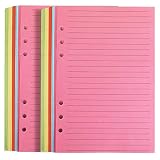 2 Packungen A5 Papier Bunt Liniert, FANDAMEI A5 Nachfüllpapier 6 Löcher 100 Blätter Nachfüllbare Refill Paper Nachfülleinlagen für A5 Notizbuch, Tagbuch, Skizze, Malerei