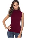 Damen Ärmellos Basic Shirt mit Rollkragen von Abollria, dünne Rolli, aber gut dehnbar, nicht zu ang an Hals, hoche Stehkragen schutz Hals vor dem kalten Wind. Toller leichter Rollkragenpullover auch super als Unterhemd an kalten Tagen.
