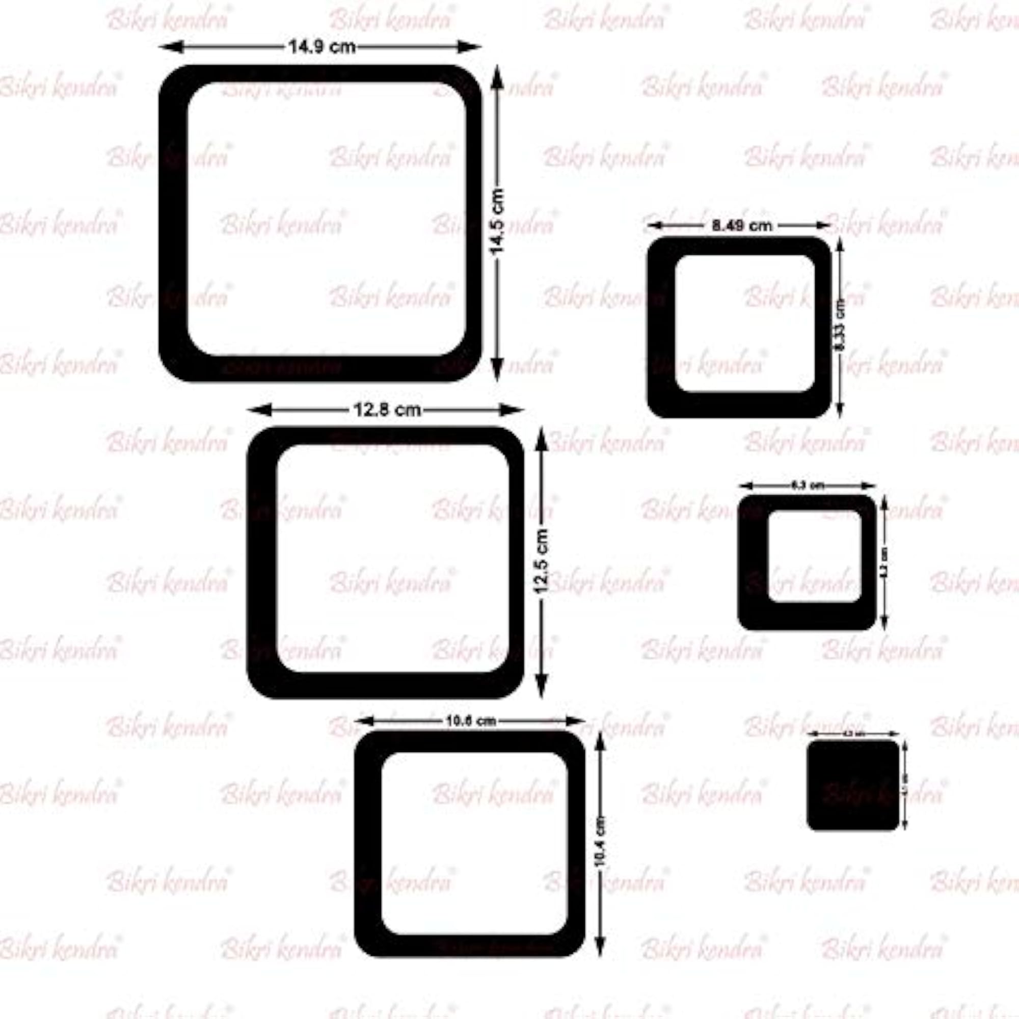 Square Silver 3 Set Decorative Mirror Stickers for Wall