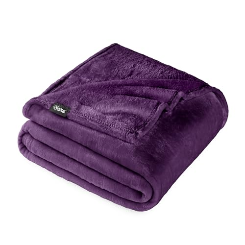 Bare Home Fleece Blanket - Full/Queen - Ultra-Soft Lightweight for Bed, Sofa, and Couch - Luxury Microplush - Cozy Warm Blanket (Full/Queen, Plum)