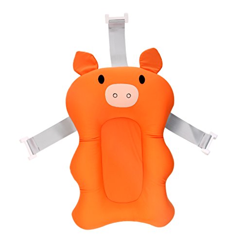 KAKIBLINベビーお風呂マット バスマット お風呂ネット サポート ベビーバスネット 入浴サポート 新生児 お風呂 ベビーバス用品 シャワーマット スポンジマット 赤ちゃんお風呂マット 0ヶ月から八ヶ月まで オレンジ