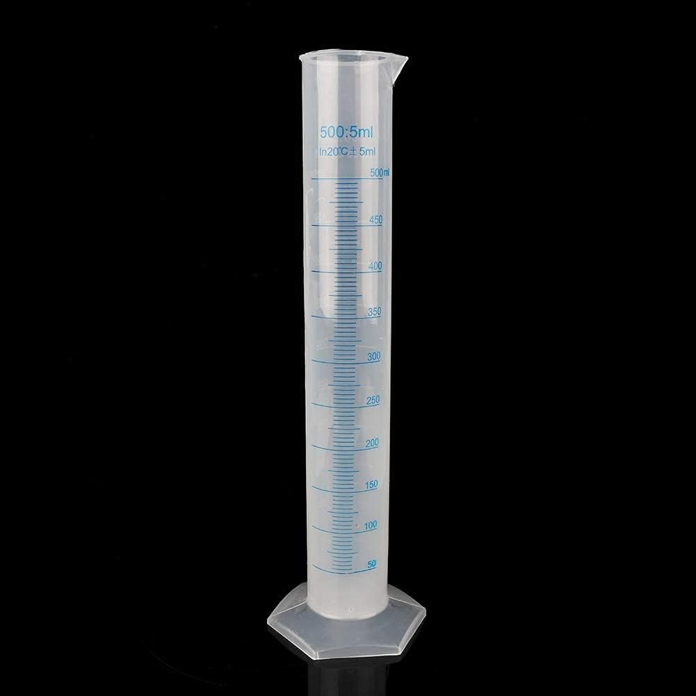 Cylindres de mesure, cylindre gradué en plastique de 500 ml avec bec verseur, tube de liquide d'essai en laboratoire transparent pour les projets scientifiques, fournitures de