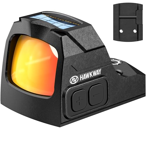 HAWKWAY 2 MOA Red Dot Sight for Pistol RMSC Dot Open Reflex Sight Auto Shaking Switch Solar & Auto Switching Parallax Free for Full-Sized