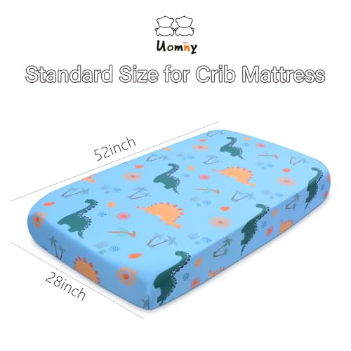 Image of UOMNY Crib Sheet, Dinosaur Crib Sheets Baby Sheet for Standard Crib and Toddler Mattresses Nursery Bedding Sheet Crib Mattress Sheets for Boys and Girls 1 Pack Toddler Sheet