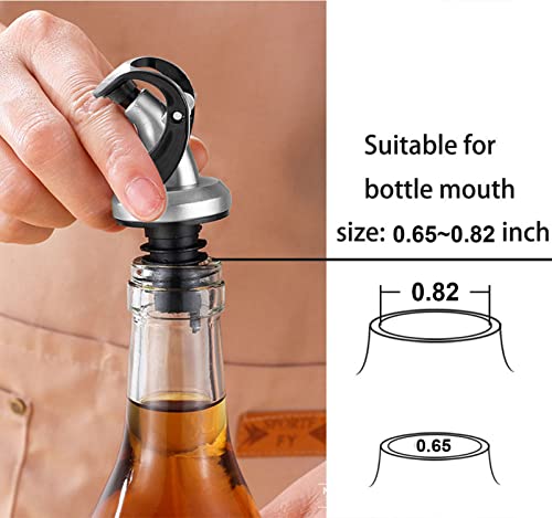 6-Pack Leak-Proof Pour Spouts Oils Dispenser Sets,Automatic Flip Top Lid Leakproof Nozzle Dispenser For Olive Oil, Wine, Vinegar, Soy Sauce Pour Spouts (Silver) #TOP6