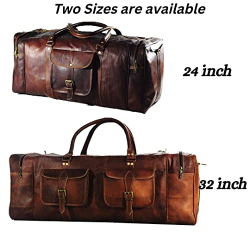 Urban Dezire 24 Inch Vintage Leather Duffel Travel Gym Sports Overnight Weekend Bag #TOP1