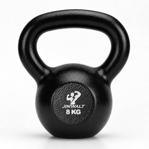 Image of Jimwalt Heavy Duty Enameled Cast Iron Kettlebell | Smooth Non-Slip Grip, Chip-Resistant Coating | Perfect for Strength Training & Home Gym (Enameled Coated 8KG)