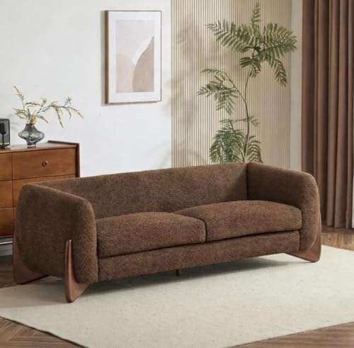 Image of Modern Classic 3 Seater Sofa Couch Fabric & Valvet Tufted Chesterfield Sofa Living Room and Office (3 Seater Brown Boucle) | Premium Material, Easy Maintenance, Spacious Seating