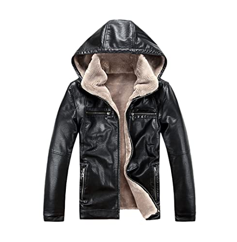 Manteaux homme coupe-vent et imperméable en cuir noir doublé