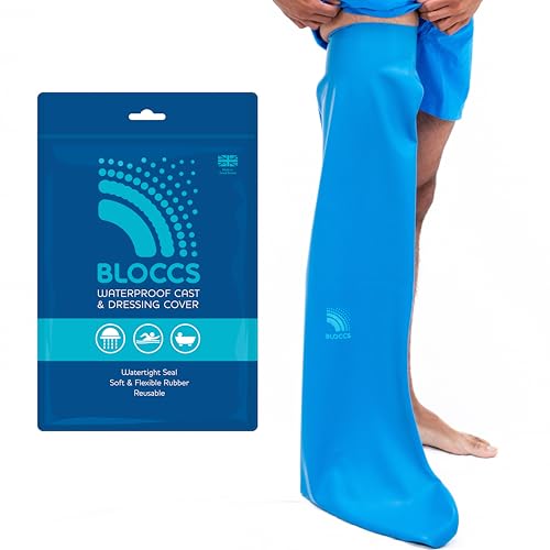 Bloccs Funda de escayola impermeable para pierna, baño, ducha y bañera. Protector Estanco - #ALL76 - Pierna Larga para Unisex Adulto Azul
