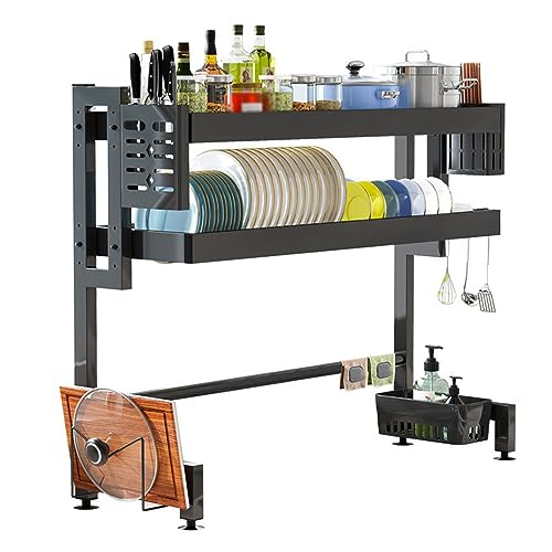 Escurreplatos extensible de 2 niveles para fregadero de cocina, ajustable con gran capacidad, diseño de ahorro de espacio para secar platos sin esfuerzo, perfecto para la cocina.