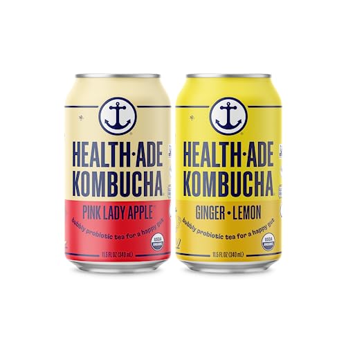 Health-Ade Canned Kombucha Tea Organic Drink, Fermented Tea with ...