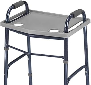 DMI Walker Tray With Cup Holders, Walker Tray For Folding Walkers, Gray