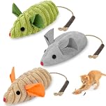 OSDUE Catnip Mouse Toys, 3 Pack Interactive Plush Cat Toys, Cartoon Kitten Teething Toy
