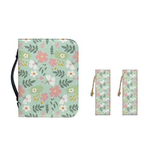 Borsa a mano pelle PU per donne e ragazze con manico resistente e segnalibri M-2XL Grazioso fiore. M-9.2x6.3x1.6