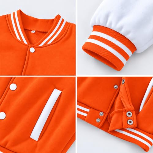 Image of Kids Baseball Jackets Boys Girls Fit Varsity Jacket Casual Lightweight Plain Button Cardigan School Coat