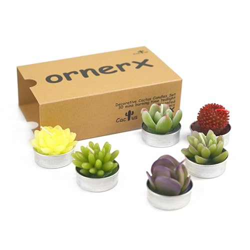 Ornerx Cactus Candles Tea Lights Set of 6