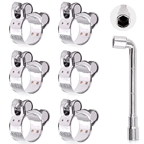 Hilitchi 304 Stainless Steel T-Bolt Clamp Heavy Duty T-Bolt Pipe Tube Hose Clamps (6PCS, 26-28MM)