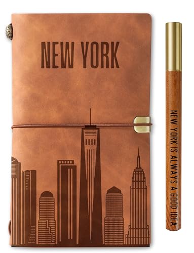 InnoBeta New York City Skyline Gifts, New York City Gifts for NYC Lovers, Journal Notebook with Pen, Refillable Sketchbook, Lined Planner, 7x5 Inches