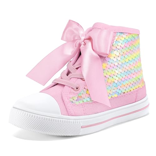 Image of K KomForme Toddler High Top Sneakers Canvas Shoes with Hook and Loops