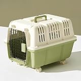 牧小苫＼ｍｓｍｒ ペットキャリー クレート 中型犬〜大型犬用 Lサイズ グリーン ハードキャリー 通気性良好 取っ手付き キャスター付き 幅45×奥行60×高さ47cm HKX07