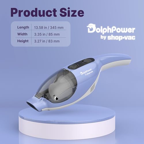 Image of Shop-Vac DolphPower Handheld Vacuum Cordless, Powerful Portable Car Vacuum Rechargeable, Hand Vac with Multiple Nozzles, Lightweight Hand Vacuum for Home & Car, Washable Filter, Blue